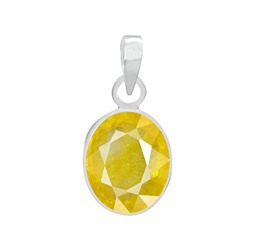 Pendentif en argent saphir jaune naturel pierre Pukhraj 3,25 Ratti pour l'astrologie