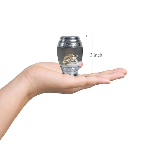 Image of Fantasy Turtle Urn for Human Ashes - Small Urns for Human Ashes - Keepsake Urns for Adult Dad - Urn for Women - Cremation Container (Size - 3inch,2pcs)