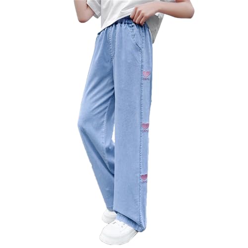 Trendy Girls Denim Pants Comfortable Elastic Waist Casual Jeans for Everyday School Outdoor Activities