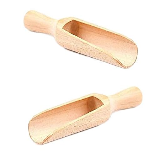 2-pack 6-tums stor träskopa naturlig bokträ skopa multifunktionssked för kaffe, mjöl, badsalt, peppar, socker, flingor, kryddor