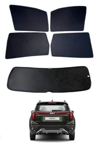 Image of Premium Car Sunshade Fix Type Non-Magnetic Curtain with Rear Dicky Curtain Set of 5pc for New Kia Seltos 2024