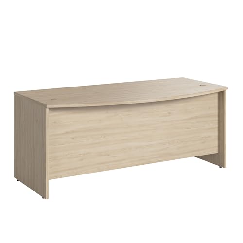 Bush Business Furniture Studio C 72W x 36D Bow Front Desk in Natural Elm, Computer Table for Home or Professional Office