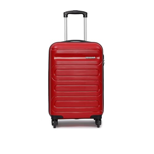 Image of Yayavar Tokyo Textured ABS Hard-Sided Suitcase Bag - 35L| Dual Color Trolley with 4 Spinner Wheels, Number Lock, Water Resistant | Luggage Bag for Travel (Red & Black, 56cm, Small)