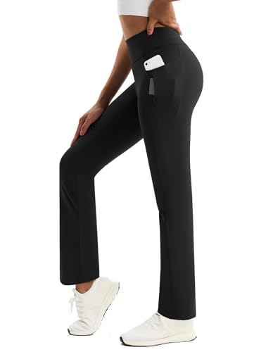 Women's Fleece Lined Pants Straight Leg Thermal Sweatpants Water Resistant Hiking Yoga Dress Pants Flare Leggings