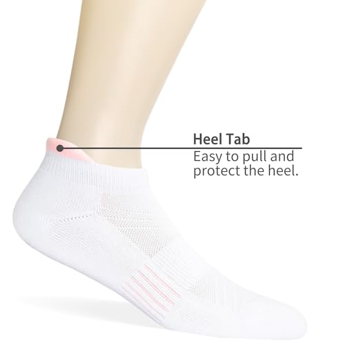 Image of Women's & Men's Breathable Athletic Running Low Cut Socks Cotton Cushioned Ankle Tab Socks, 5 Pairs