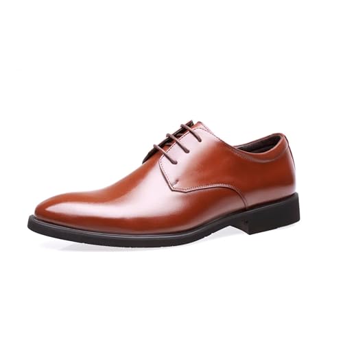 Zapatos de Cuero Transpirables para Hombre, Zapatos de Cuero Casuales de Negocios, Oficiales y sociales para Hombre, Zapatos de Vestir Moda,Marrón,45