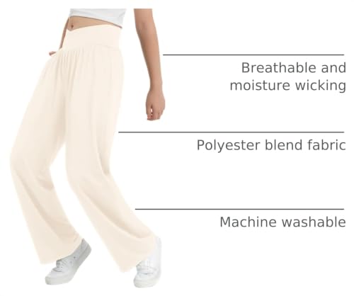 Image of EXARUS 3 Pack Girls Wide Leg Pants Baggy /Tapered Loose Casual Summer | Teen Flowy Tween Beach School Vacation Trousers Youth Junior Preteen Bottoms Lightweight Soft Kids 6-14Y