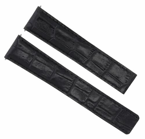 Ewatchparts 18mm Leather Watch Band Strap Compatible With Cartier Tank Deployment Clasp 18/16 Black