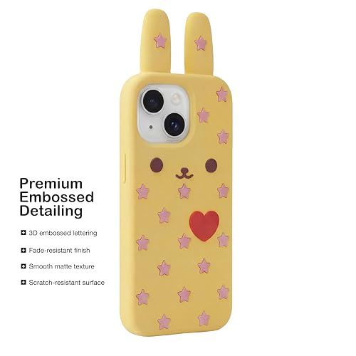 Image of amazon basics Back Cover Case for iPhone 15 Scratch Resistant Anti-Slip TPU Shockproof 3D Protective Durable Adorable Cartoon Star Design Case for Girls & Women