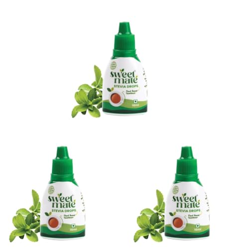 Image of Sweetmate Pure Stevia Drops (10ml, 200 Drops) - Zero Calorie, Diabetic Friendly, Sugar Free - Plant Based Natural Stevia Sweetener Liquid - Sugar Substitute (Pack of 3)