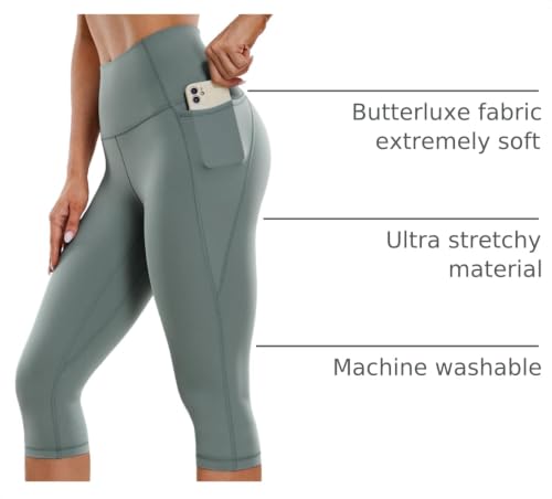 Image of CRZ YOGA Womens Butterluxe Workout Capri Leggings with Pockets 17 Inches - High Waisted Crop Gym Yoga Pants Buttery Soft