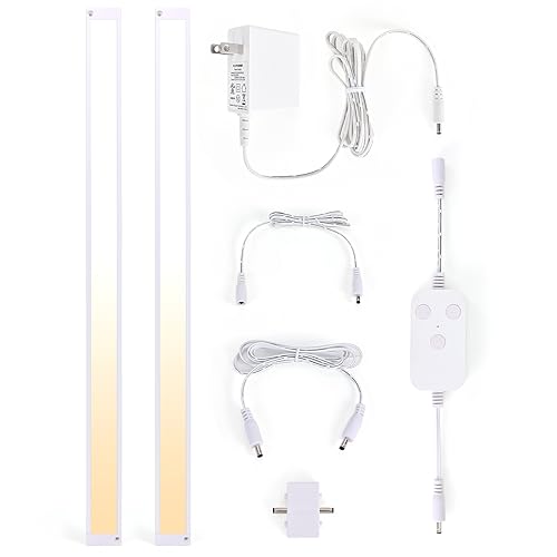 BLESSINGLUX 2pack 20inch Dimmable LED Under Cabinet Light Kit, 2700K to 6000K Smart LED Under Counter Lighting Fixture, Compatible with Alexa, Google Assistant, for Kitchen, Pantry, Shelf (White)