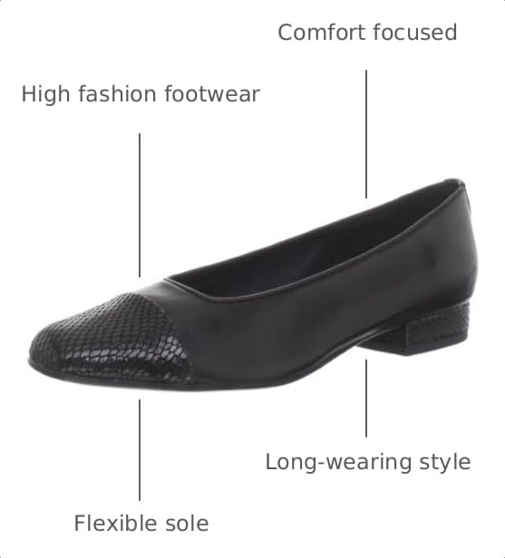 Image of VANELi Women's FC-313 Flat, Black Nappa /Black Squama Print Tip, 8 N US