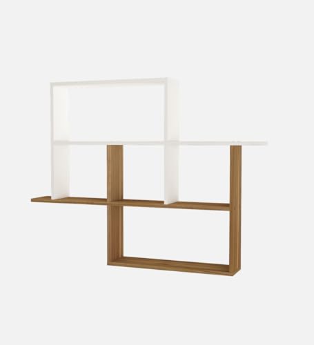 Image of Cedric Multipurpose Modular Wall Racks /Shelves /Organiser /Decor Particle Board Wall Shelf (Number of Shelves - 6, Beige, White)