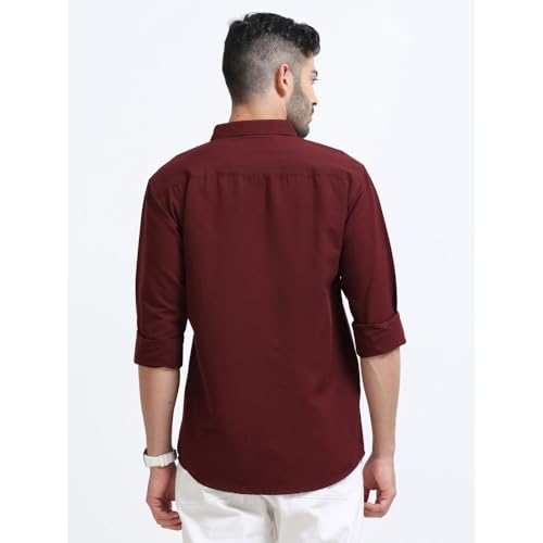 Image of Men's Solid Casual Shirt, Cotton Blend, Regular Fit, Spread Collar, Full Sleeve, Button Closure Perfect for Casual & Office Wear