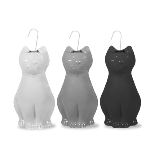 Paluplus Set 3 Evaporatori d'acqua per termosifoni in Ceramica, misura 8x4x18 cm, Umidificatore a forma di GATTO e gancio a S, Colore Bianco, Nero e Grigio -5738F