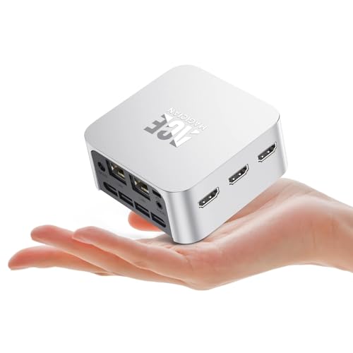 ACEMAGICIAN T8Plus Smallest Mini PC, 12th Gen Ιntel Alder Lake N95 (up to 3.40Ghz), 16GB DDR5 512GB M.2 SSD Mini Office Desktop PC, Dual Ethernet/4K HDMI*3, 2,4/5 G WiFi,BT4.2/3.5×3.5×1.7inch Minis