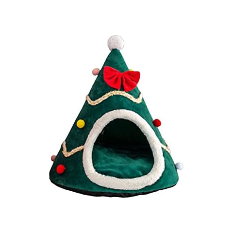 puseky Haustierbett Weihnachten Schwamm Haustier Bett Weihnachten Hut Nest Cover