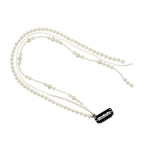 PAMINGONO パールプレートのヘアアクセサリー 女性用ヘアバンド 女性の髪のバレッタ ビーズ タッセル ヘアクリップ ビーズのヘッドバンド ビーズカチューシャ 白い パール(プラスチック)