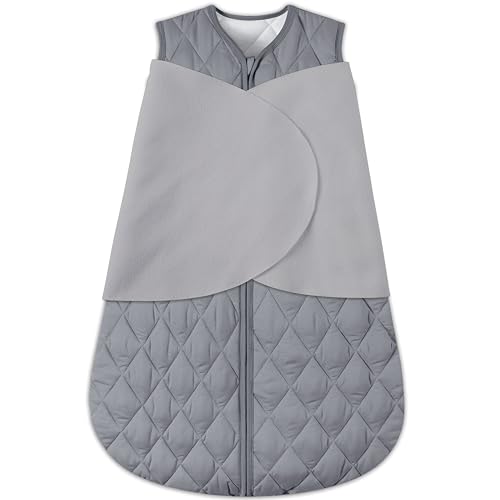Image of BSTOPPT Newborn Sleep Sack Baby Swaddle,3-Way Adjustable Wearable Blanket,Swaddling Sleeping Bag,TOG 2.5 (Gray, 0-3 Months)