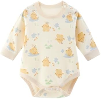 Hapipana Baby Romper, Foot-less, Coverall, Long Sleeve, Baby Clothes, Pajamas, 100% Cotton, Body Shirt, Newborn Clothes, Cute, Girls, Boys, Baby, Children's Clothes, Allover Pattern, Knit, Underwe