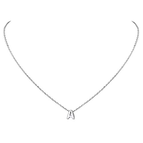 Suplight 925 Sterling Silver Tiny Initial Necklaces, Monogram Necklace a-z 26 Letters Pendant, Hypoallergenic Dainty Letter Necklace A for Women Girls