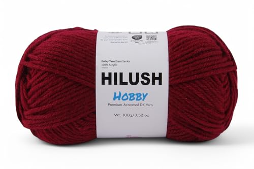 Image of Hobby,Wool Yarn dk Acrylic Hand Knitting Yarn Ball (100g /1 Ball),Suitable for Craft amigurumi Shade 001 (Wine)