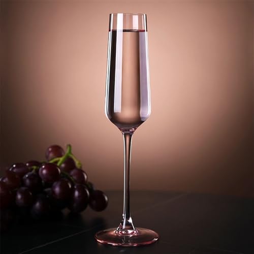 Copas de champán de cristal rosa perfectas para citas románticas y cenas 5