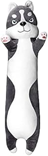 80cm Husky Plush Stuffed Throw Pillow, Cute Cartoon Animal Dog Cuddly Pillow, Long Cylindrical Back Support Cushion, Soft Hugging Sleep Companion, Bed Sofa Couch Pillow Christmas Birthday Gift