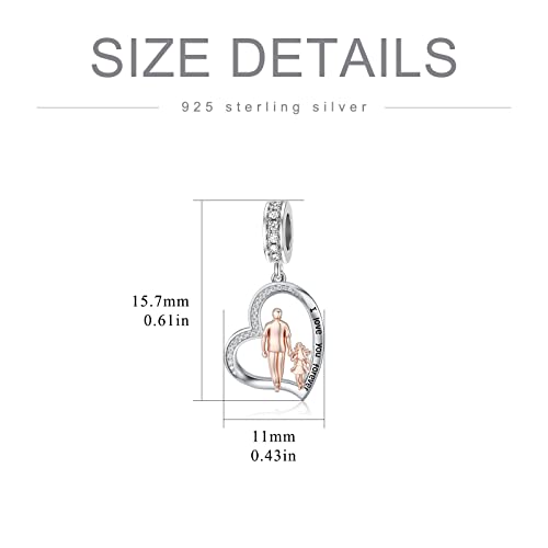 Image of PROESS Father Mother Daughter Charm fit Charms Bracelet Sterling Silver Charms for Bracelets Birthday Valentines Day Gifts for Daughter Mother Lover