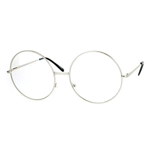 PASTL SUPER OVERSIZED Clear Lens Glasses Round Circle Metal Frame UV 400