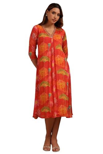 Robe longue Chinon orange au tombé fluide et lumineux pour femme