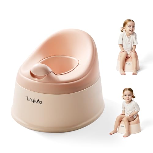 Image of Tinyiota Toddler Potty Training Toilet, Removable Bowl with High Splash Guard, Assembles in Seconds, Easy-Clean and Travel-Ready for Boys and Girls Ages 6 Months to 3 Years (Pink)