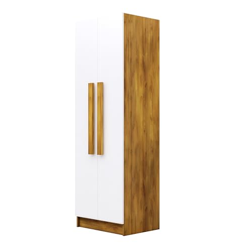 Image of Bniture Wooden Almirah for Clothes, Door for Bedroom, 2 Door Wardrobe with 4 Shelves Huge Storage Space (46D x 60W x 182H CM) | 3 Year Warranty (Giant Wood & Frosty White)