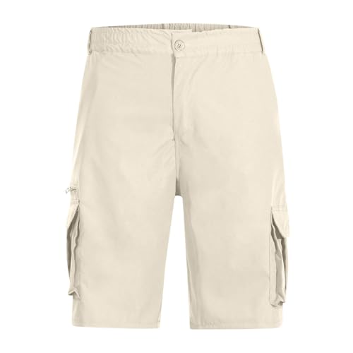 Image of Cargo Shorts for Men,Summer Casual Elastic Waist Big Tall Baggy Shorts Lightweight Hiking Short with Multi Pockets