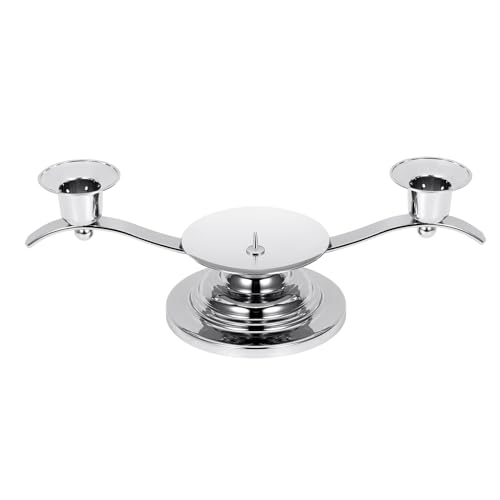 Unity Candle Holders for Weddings AIBANZE 3 Arm Wedding Unity Candlestick Holder with Central Spike - Enhance Stability 11.02 x 4.33 x 3.54 Shiny Silver