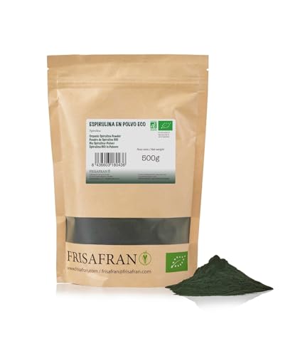 FRISAFRAN | Spirulina Biologica in Polvere 500g | Spirulina BIO | Spirulina Naturale e Pura | frullati-bevande | spirulina Bio polvere | Alga Spirulina | Alga Spirulina | Fonte di Vitamine | compresse