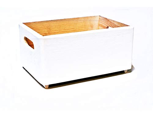 Mystylewood Boîte de Rangement empilable en Bois Blanc, Pin, Weiß, 30x20x14 Cover