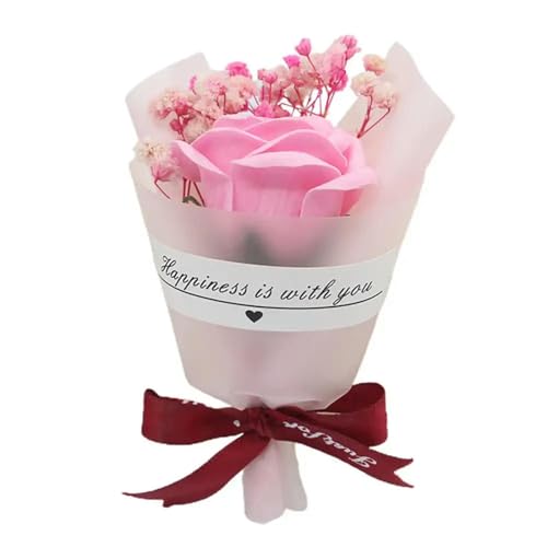 MANMANXI 1 saponetta a forma di rosa, perfetta per avvolgere i fiori profumati, in schiuma secca, colore: rosa