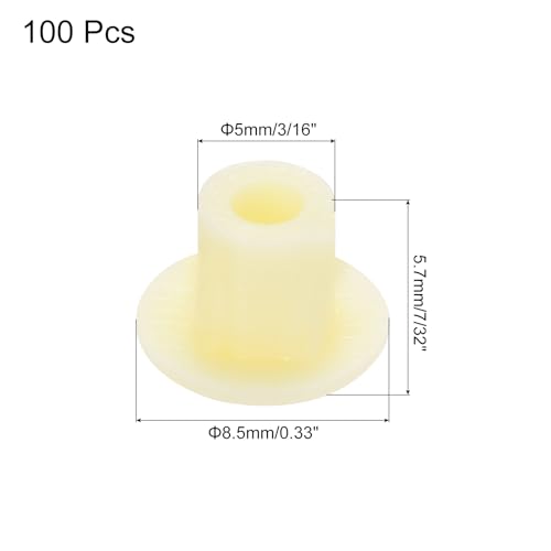 Image of MECCANIXITY 100pcs Plastic Hole Plugs, 5mm (3 /16 Inch) Beige Screw Caps Cover Snap in Locking Round Button Top Shelf Plugs for Cabinet Cupboard Bookcase License Plate Furniture