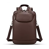 Mochila Couro Reforçada Executiva Grande Mochila para Notebook Trabalho Viagem Escola com Cabo de Aço Impermeável (Marrom)
