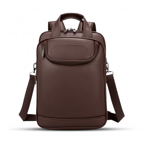 Mochila Couro Reforçada Executiva Grande Mochila para Notebook Trabalho Viagem Escola com Cabo de Aço Impermeável (Marrom)
