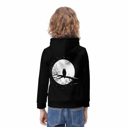 Pull à capuche chouette enfant imprimé 3D manches longues pour garçon et fille 8-10 ans - 4