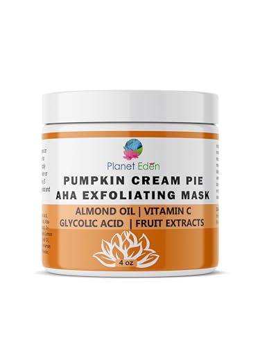 Planet Eden 10% Glycolic AHA Pumpkin Cream Pie Mask for Exfoliation and Sun Damaged Aging Skin - Remove Dead Skin and Refresh Dull Skin