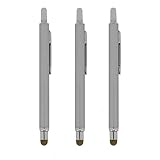 Precision Touch(TM) Retractor Pro Stylus Touch Pen for Apple iPad 2/3/4/Air/Mini, iPhone 4/5/6/6 Plus, Galaxy S3/S4/S5/S6, Galaxy Tab, Kindle Fire, Google Nexus HTC (Silver) (3 PACK)