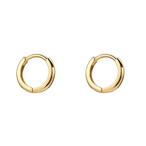 Minimalist Tiny Small Hoop Earrings for Women Girls 925 Sterling Silver Gold Plated Polished Mini Huggie Hoops Cartilage Cuff Helix Thin Wrap Hypoallergenic Simple Jewelry (22g/4mm Gold)