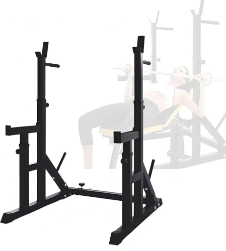 WUDLEP Premium verstellbarer Kniebeugenständer, 88,9 cm – 150,1 cm hoch, verstellbarer Hantelrahmen, 70,1 cm - 115,1 cm Breitenverstellung, multifunktionales Power-Rack, Heim-Fitness-Studio mit max