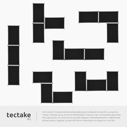 tectake® Set de 3 Mesas Auxiliares Ajustables en Altura a 4 Niveles, Mesas Camping Plegables, Mesas de Trabajo, Picnic, Fiestas, Bricolaje, 100x60, Multiusos, Fácil Montaje, Tableros en MDF - Negro - imagen 7