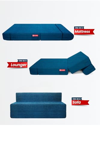 Image of CELLBELL Comfy Sofa Cum Bed 5x6.5 Feet | Foldable Dual Use Couch Bed with Soft Cushions, Washable Fabric Cover & Sturdy Frame | Space Saving Modern Design for Living Room, Bedroom & Guest Use (Teal)