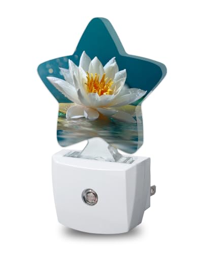 Image of Star Night Light with Dusk to Dawn Sensor, Lotus Plug in Night Light for Kids Bedroom Nursery, Soft Warm Glow Lamp for Hallway Bathroom Energy Saving